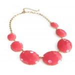 Hot Pink Faceted Oval Bauble Dots Necklace